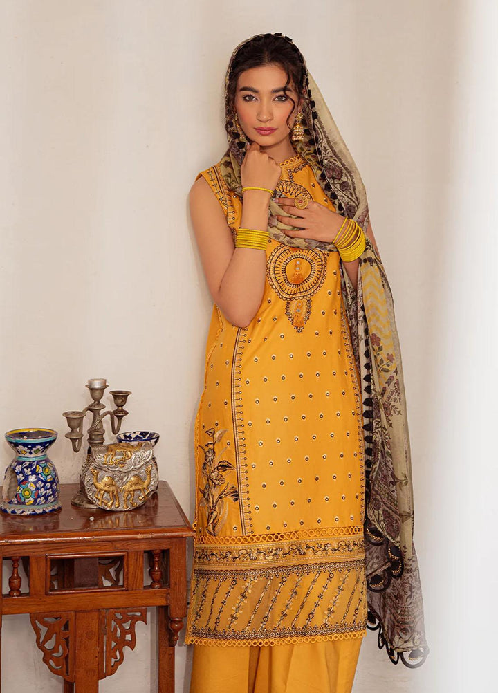 Tresor Luxe By Zarqash Embroidered Lawn Suits Unstitched 3 Piece ZRQ23T ZQ 10B - Luxury Collection