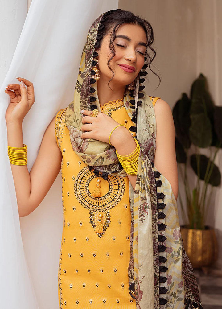 Tresor Luxe By Zarqash Embroidered Lawn Suits Unstitched 3 Piece ZRQ23T ZQ 10B - Luxury Collection