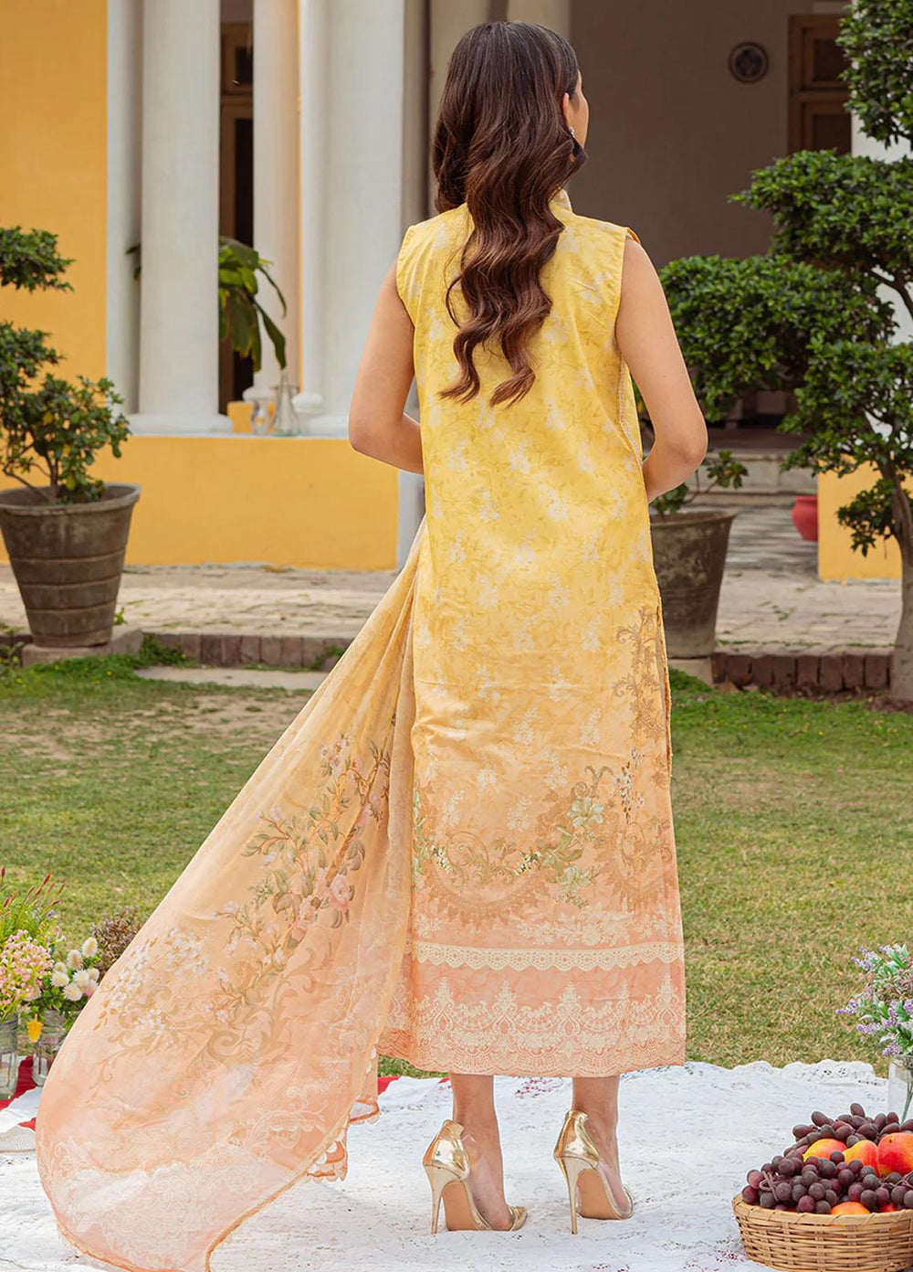 Tresor Luxe By Zarqash Embroidered Schiffli Suits Unstitched 3 Piece ZRQ23T ZQ 1A - Luxury Collection