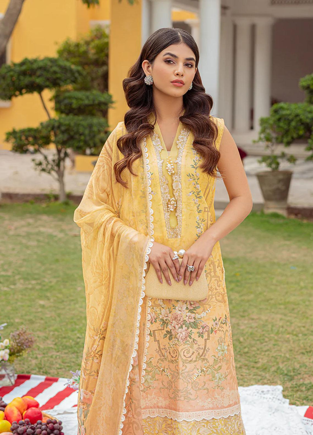 Tresor Luxe By Zarqash Embroidered Schiffli Suits Unstitched 3 Piece ZRQ23T ZQ 1A - Luxury Collection