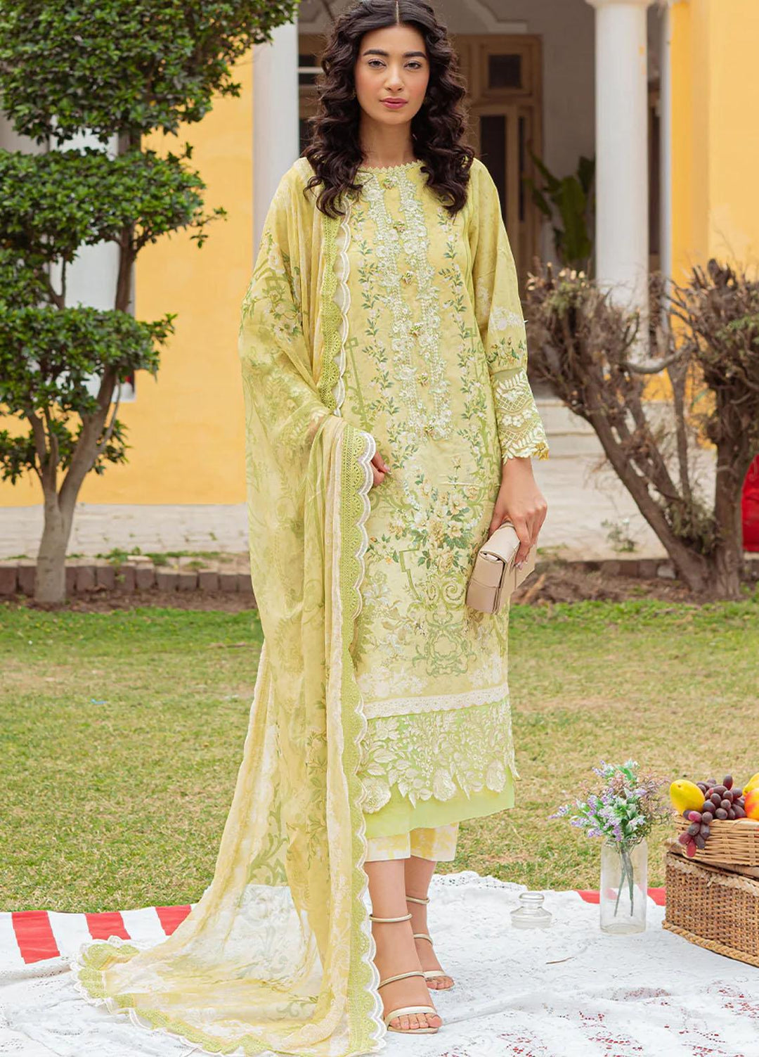 Tresor Luxe By Zarqash Embroidered Schiffli Suits Unstitched 3 Piece ZRQ23T ZQ 1B - Luxury Collection