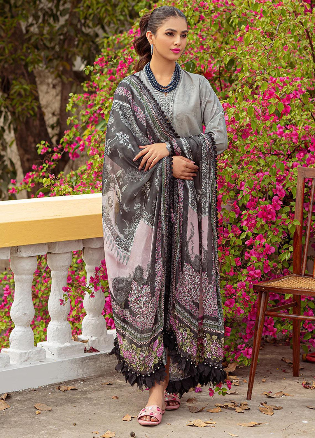 Tresor Luxe By Zarqash Embroidered Schiffli Suits Unstitched 3 Piece ZRQ23T ZQ 4B - Luxury Collection