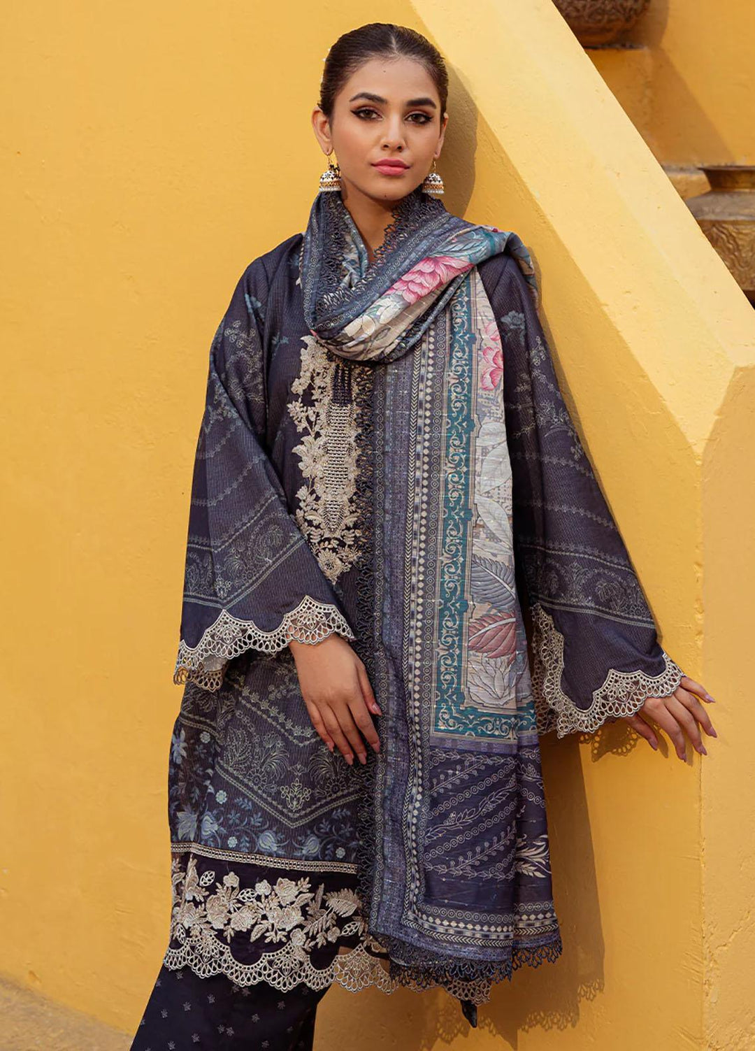 Tresor Luxe By Zarqash Embroidered Lawn Suits Unstitched 3 Piece ZRQ23T ZQ 5B - Luxury Collection