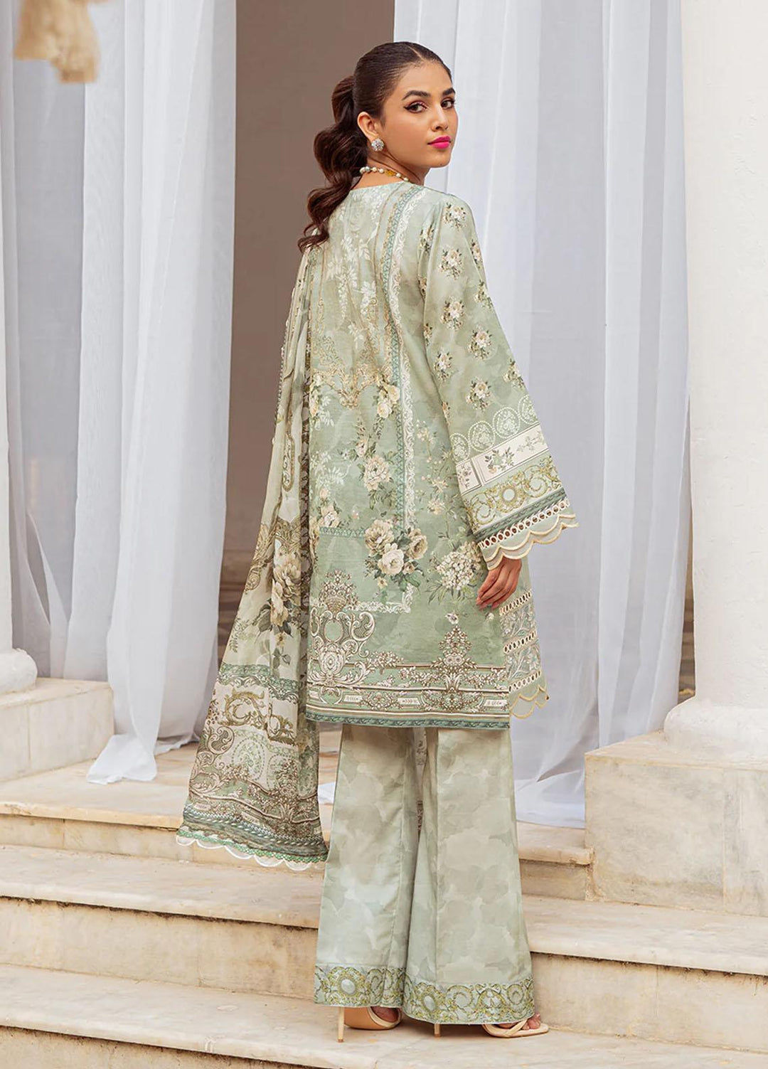 Tresor Luxe By Zarqash Embroidered Lawn Suits Unstitched 3 Piece ZRQ23T ZQ 6A - Luxury Collection