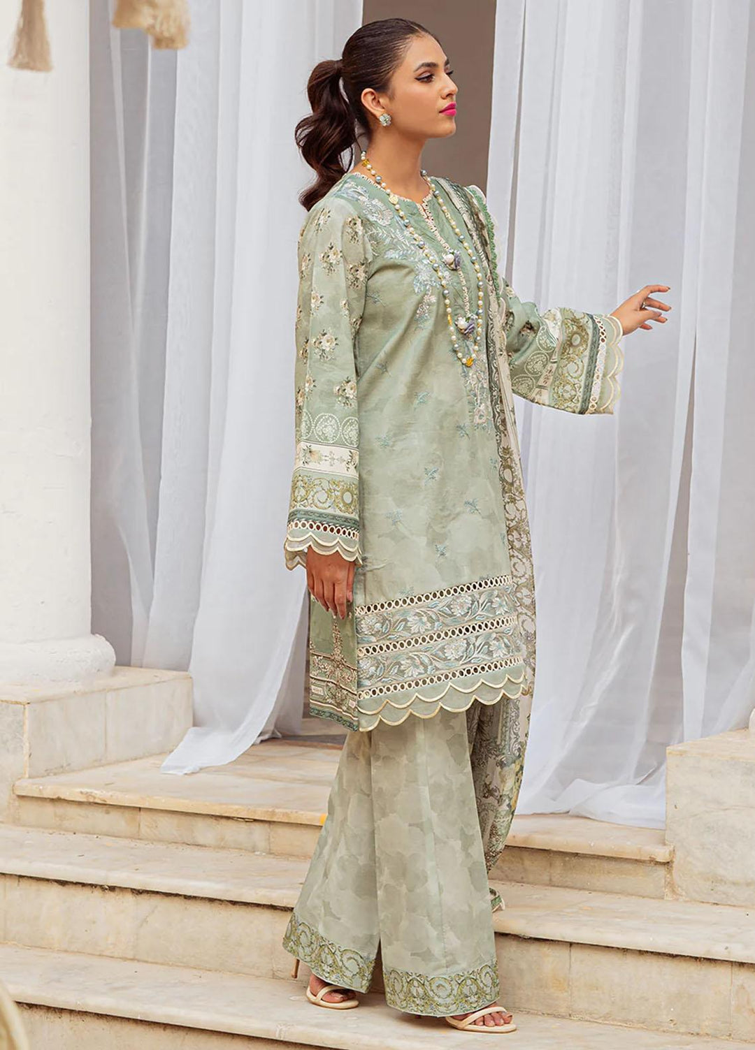 Tresor Luxe By Zarqash Embroidered Lawn Suits Unstitched 3 Piece ZRQ23T ZQ 6A - Luxury Collection