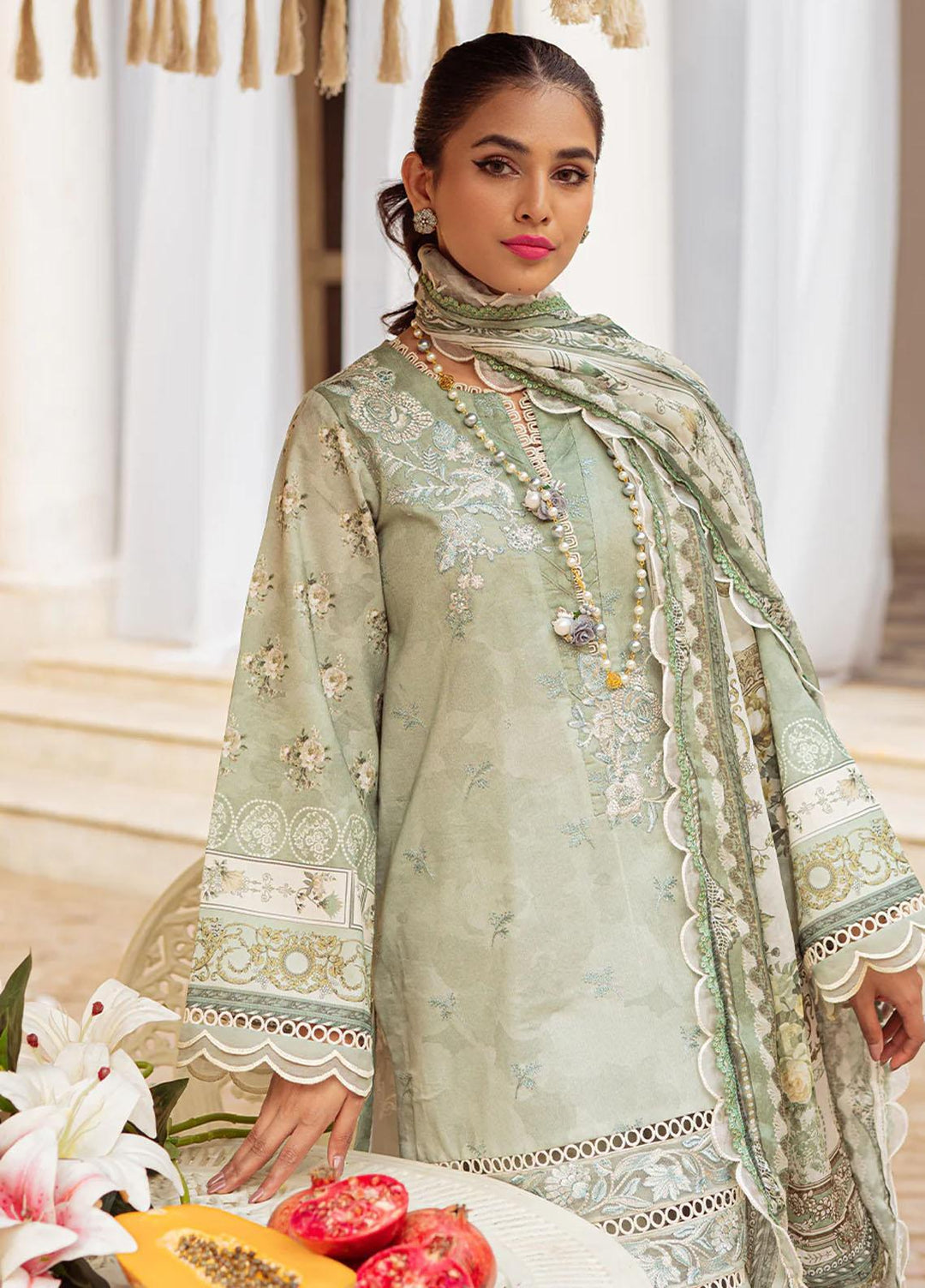 Tresor Luxe By Zarqash Embroidered Lawn Suits Unstitched 3 Piece ZRQ23T ZQ 6A - Luxury Collection