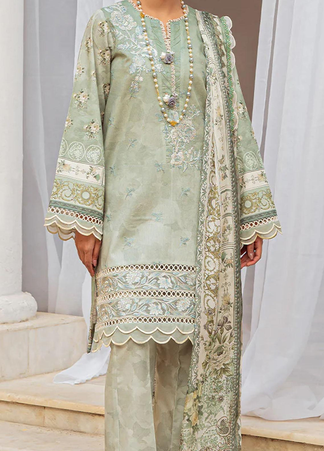 Tresor Luxe By Zarqash Embroidered Lawn Suits Unstitched 3 Piece ZRQ23T ZQ 6A - Luxury Collection