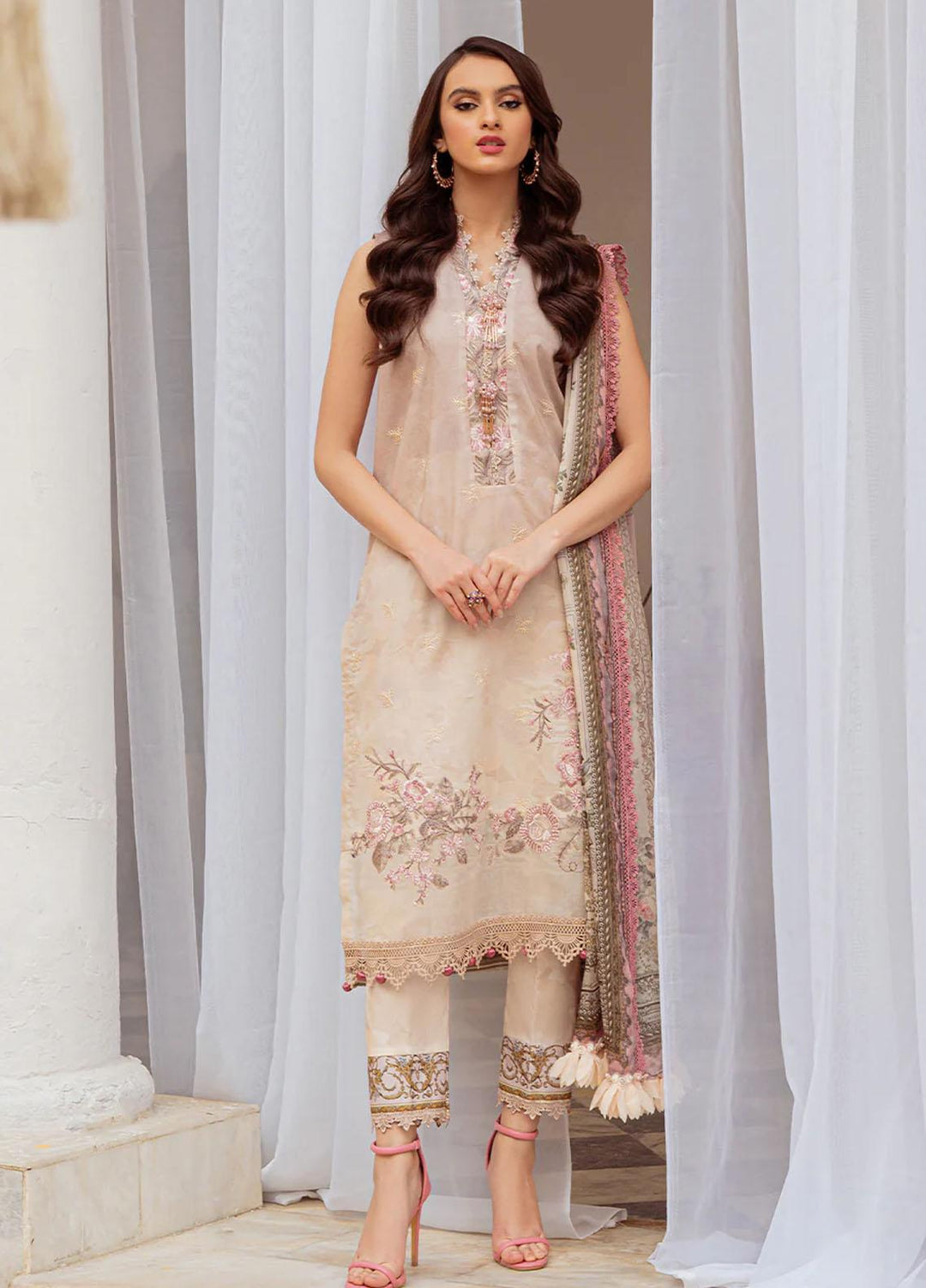 Tresor Luxe By Zarqash Embroidered Lawn Suits Unstitched 3 Piece ZRQ23T ZQ 6B - Luxury Collection