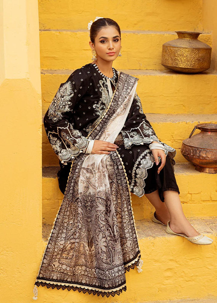 Tresor Luxe By Zarqash Embroidered Lawn Suits Unstitched 3 Piece ZRQ23T ZQ 9A - Luxury Collection