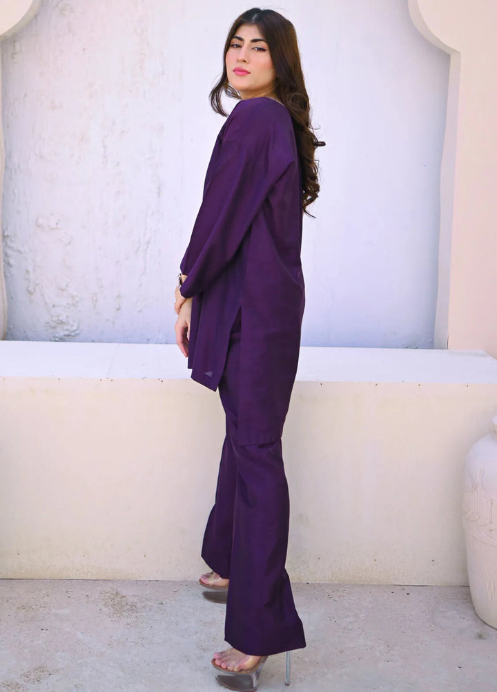 Zauk Pret Casual Cotton 2 Piece Suit Deep Violet