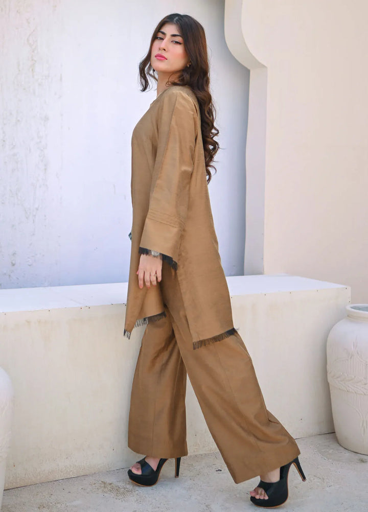 Zauk Pret Casual Cotton 2 Piece Suit Golden