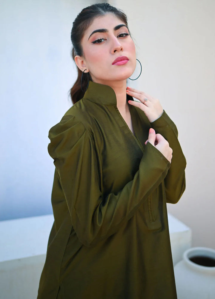 Zauk Pret Casual Cotton 2 Piece Suit Moss Green