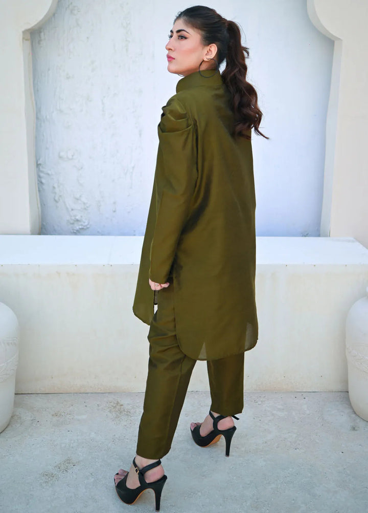 Zauk Pret Casual Cotton 2 Piece Suit Moss Green