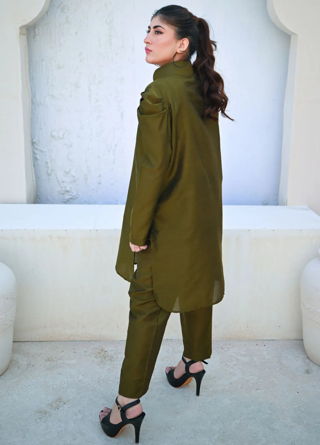 Zauk Pret Casual Cotton 2 Piece Suit Moss Green