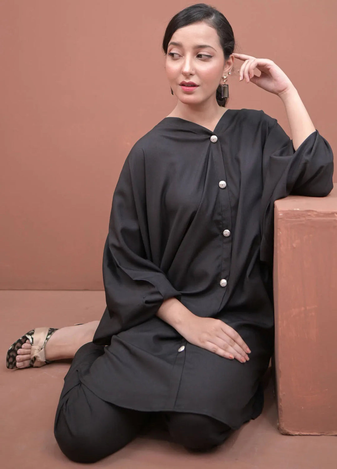 Zauk Pret Casual Crepe 2 Piece Suit Charcoal Black