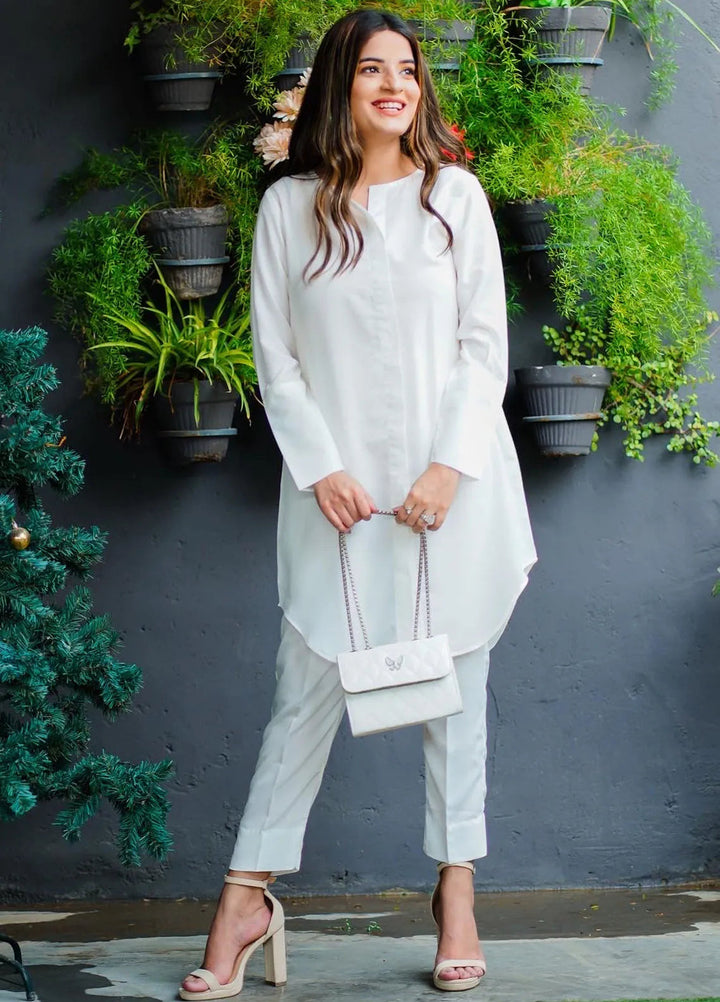 Zauk Pret Casual Crepe 2 Piece Suit White