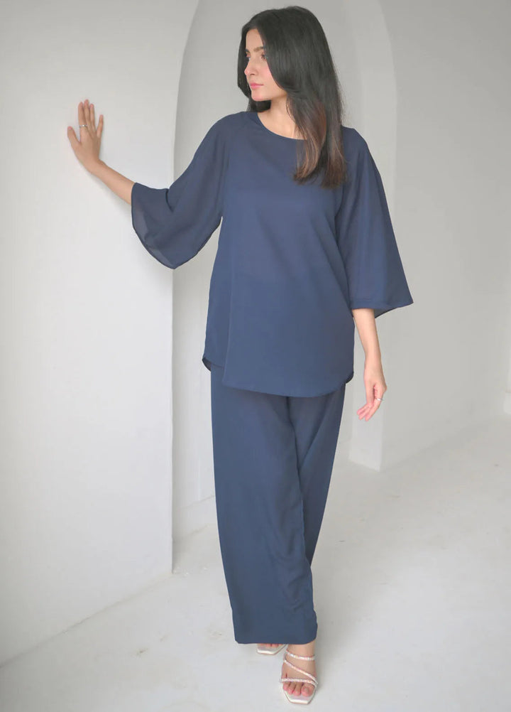 Zauk Pret Casual Georgette 2 Piece Suit Aqua