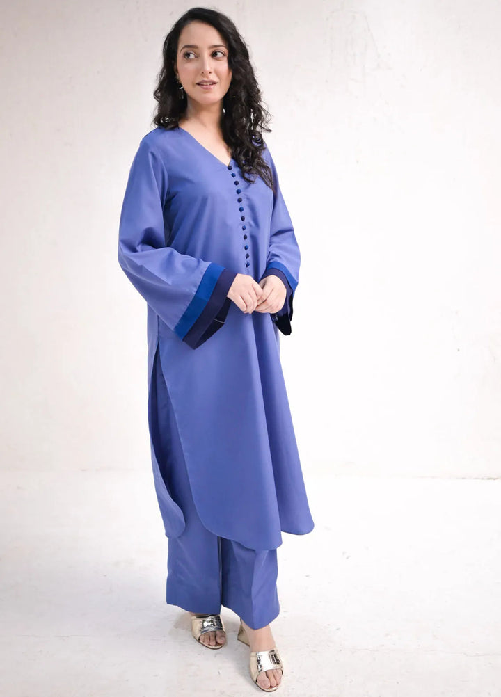 Zauk Pret Casual Georgette 2 Piece Suit Cornflower Blue