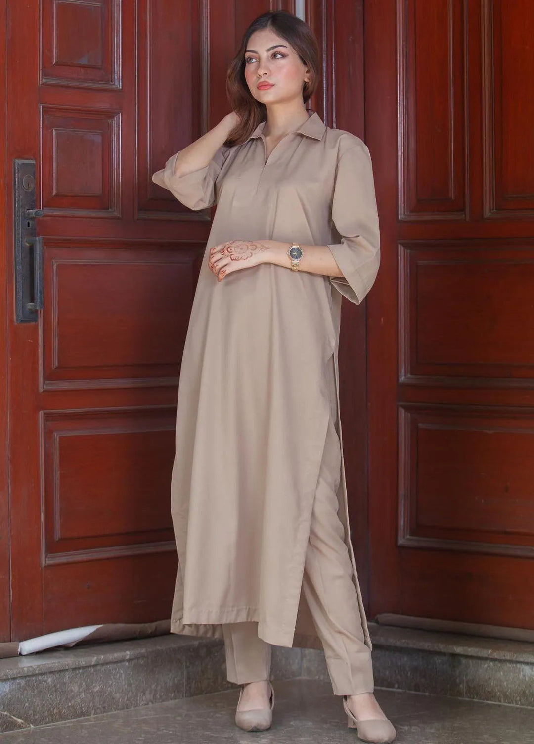 Zauk Pret Casual Georgette 2 Piece Suit Phone