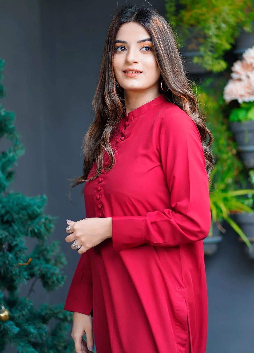 Zauk Pret Casual Georgette 2 Piece Suit Red