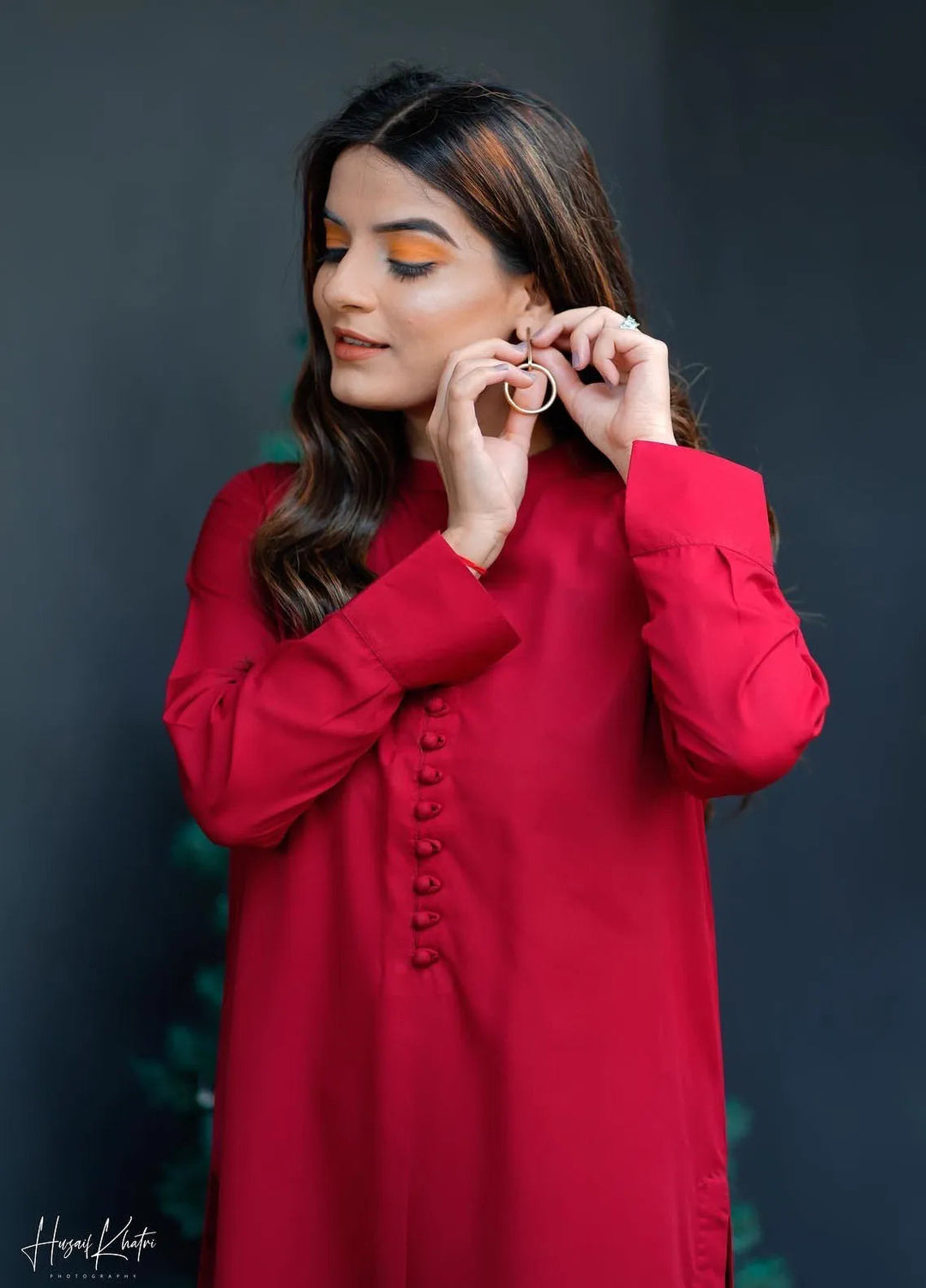 Zauk Pret Casual Georgette 2 Piece Suit Red