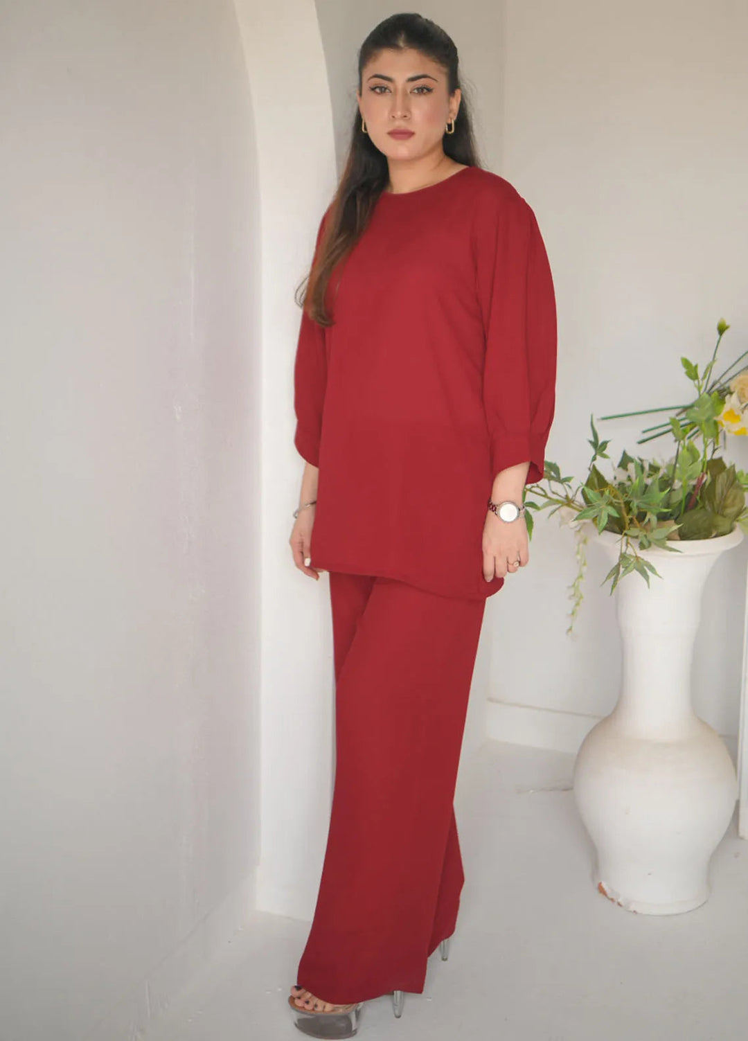 Zauk Pret Casual Georgette 2 Piece Suit Rose