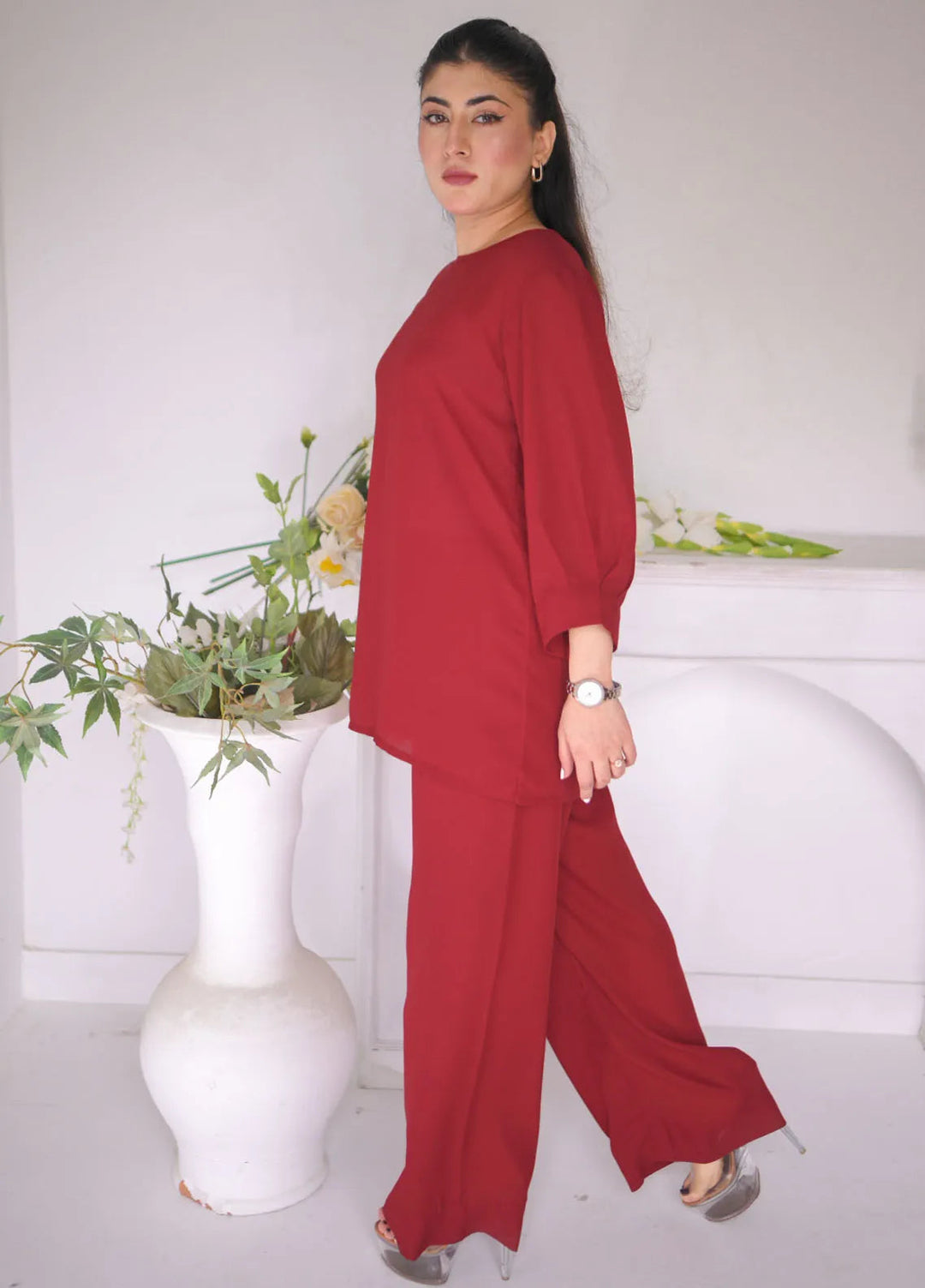 Zauk Pret Casual Georgette 2 Piece Suit Rose