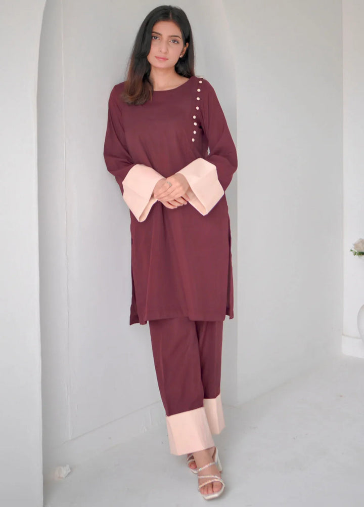 Zauk Women RTW Solids Georgette 2 Piece Suit ZK26RC Scarlet S-C-4 - Casual Collection