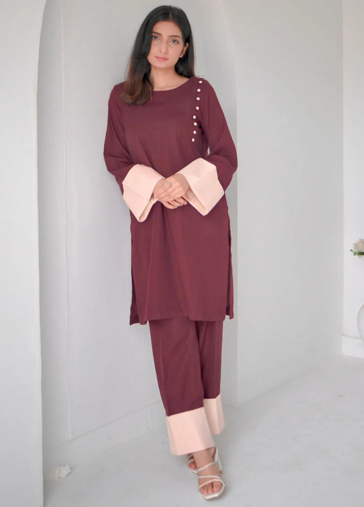 Zauk Pret Casual Georgette 2 Piece Suit Scarlet