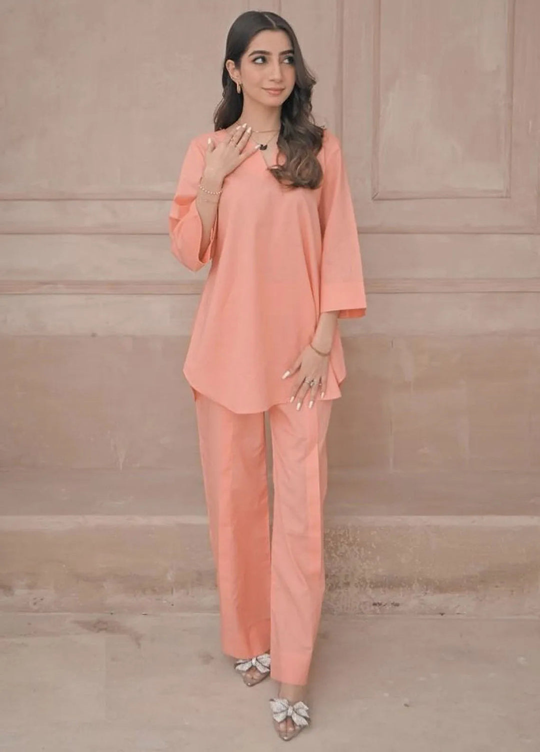 Zauk Pret Casual Lawn 2 Piece Suit Peach