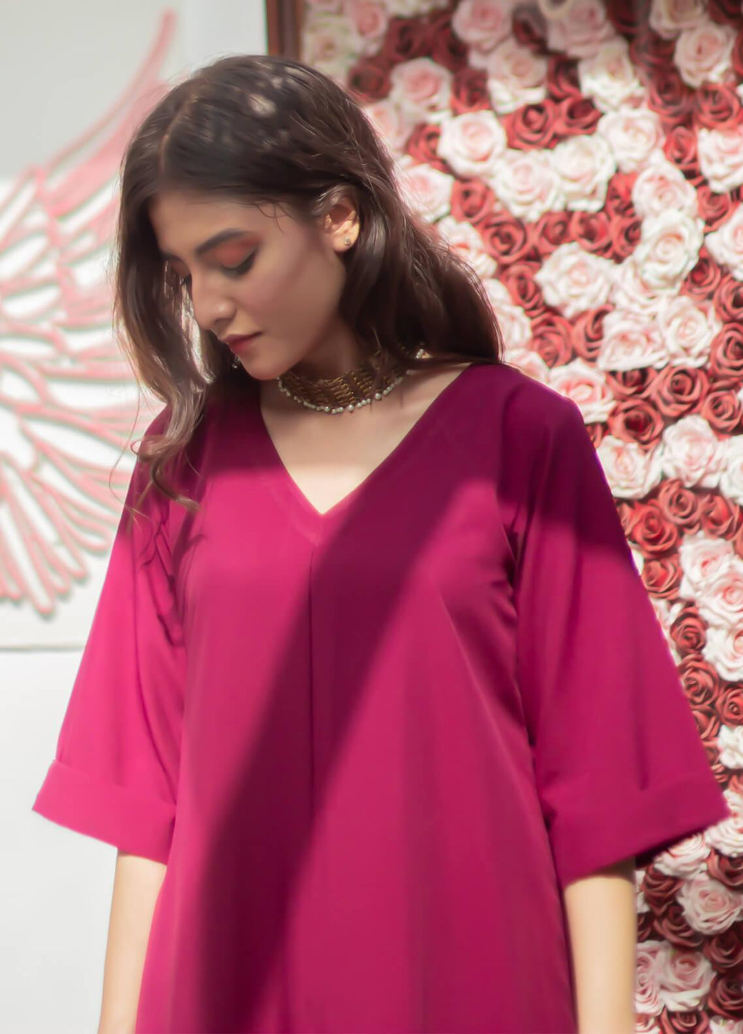 Zauk Pret Casual Georgette 2 Piece Suit Magenta