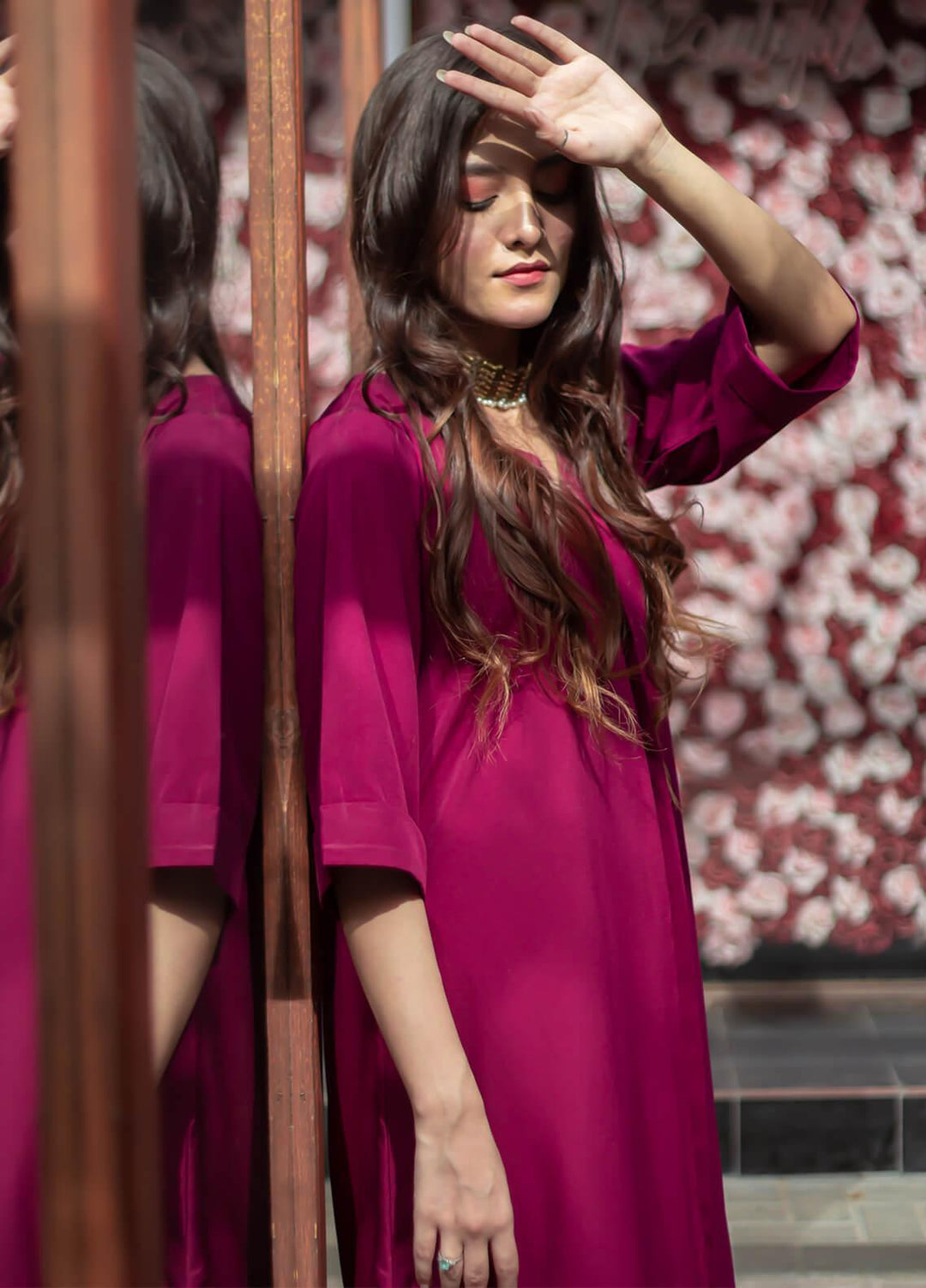 Zauk Pret Casual Georgette 2 Piece Suit Magenta