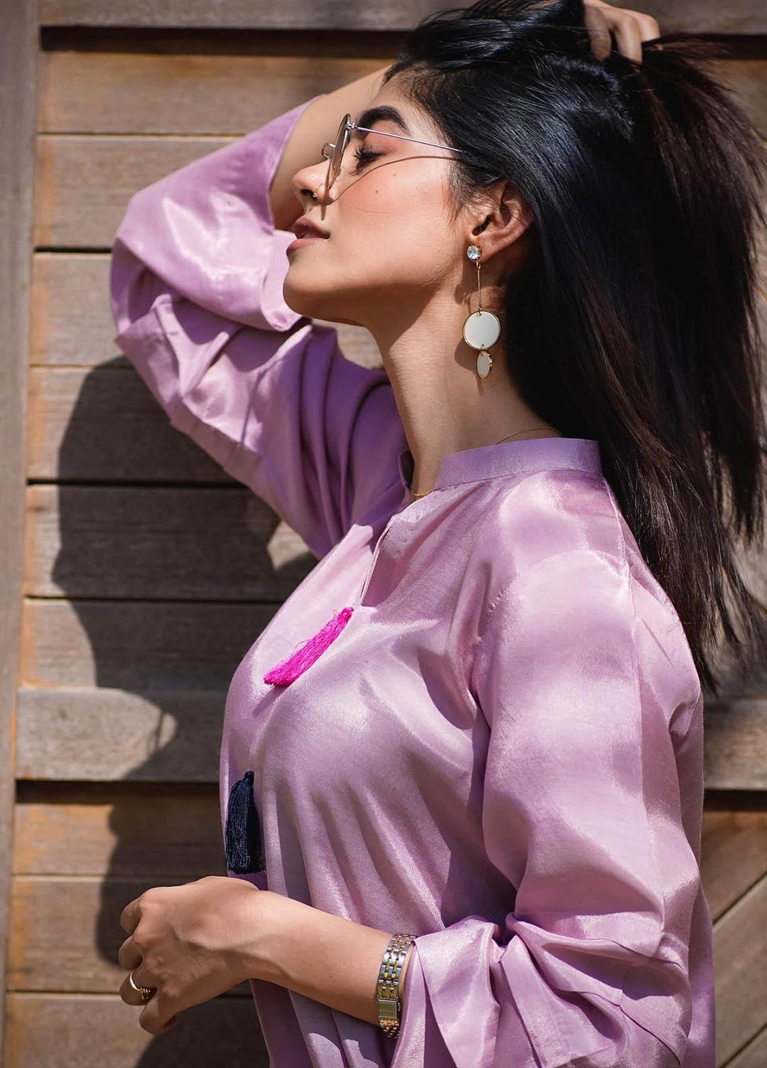 Zauk Casual Pret  Cotton Silk 2 Piece Dress ZK23CW Lilac two piece