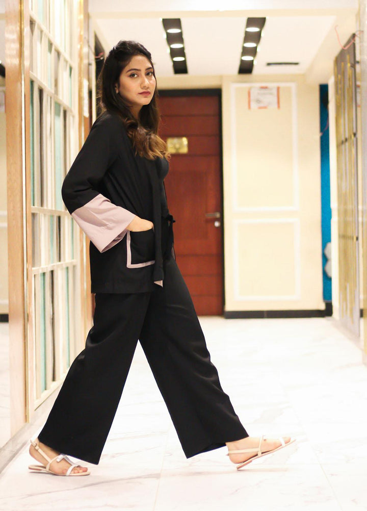 Zauk Casual Pret  Georgette Kimono ZK23CW Black kimono