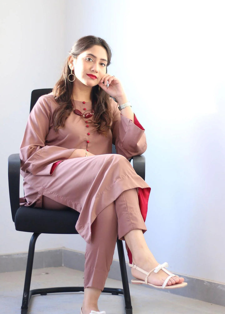 Zauk Women RTW Solids Georgette 2 Piece Suit ZK26RC Rust V-6-4 - Casual Collection