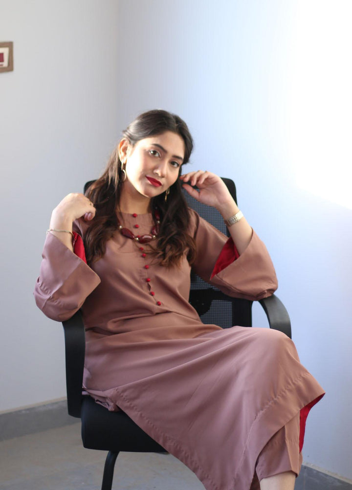 Zauk Casual Pret  Georgette 2 Piece Dress ZK23CW Rust two piece