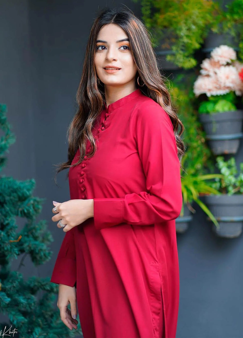 Zauk Women RTW Solids Swiss Malai 2 Piece Suit ZK26RC Red M-2 - Casual Collection