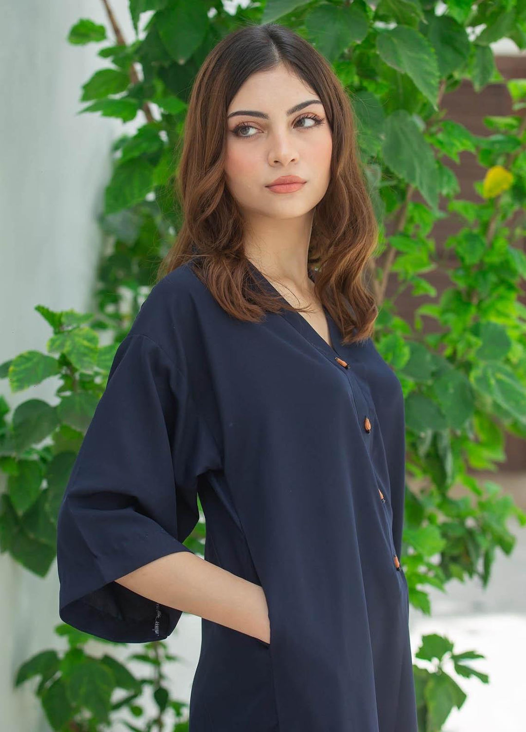 Zauk Casual Pret  Georgette 2 Piece Dress ZK23CW Navy blue two piece