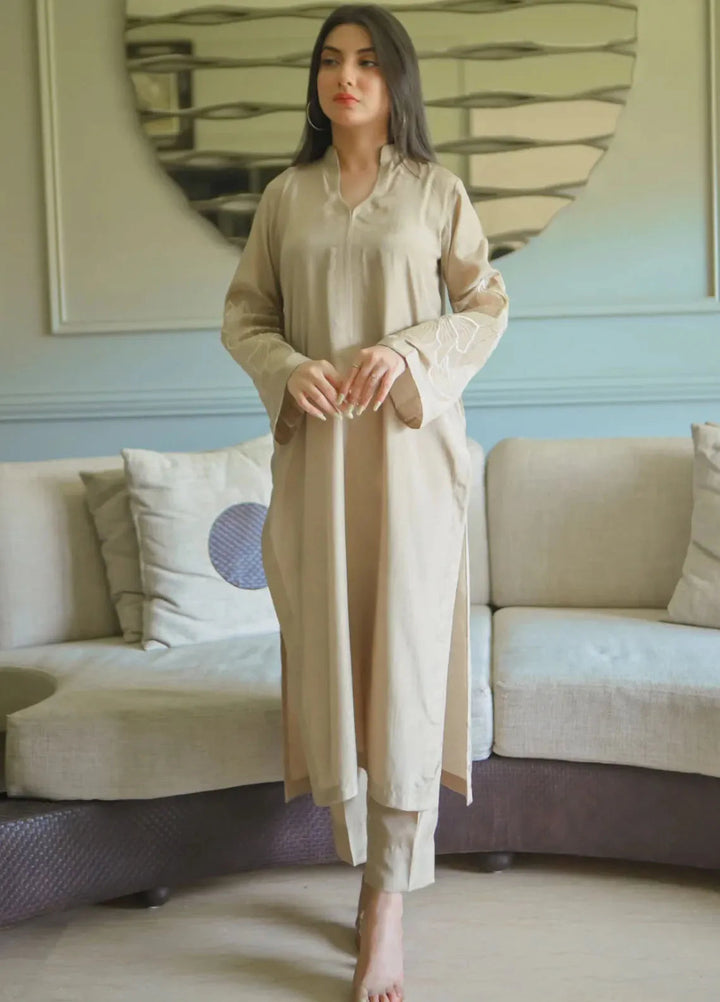 Zauk Pret Embroidered Raw Silk 2 Piece Suit Stardust