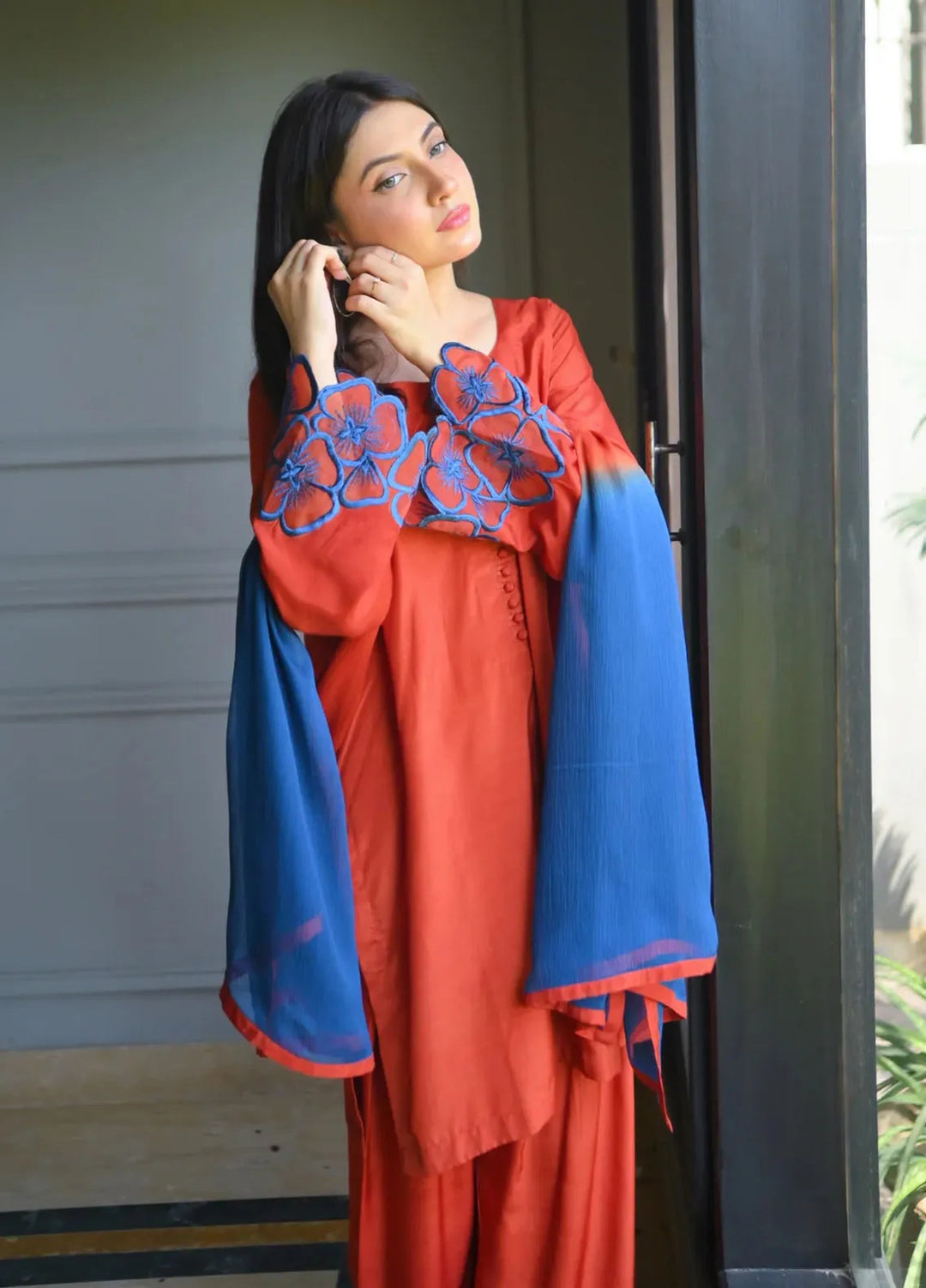 Zauk Women RTW Embroidered Rawsilk 2 Piece Suit ZK26RC Blossom P-C-5 - Casual Collection