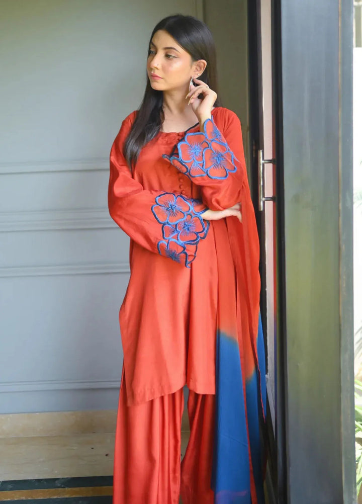 Zauk Women RTW Embroidered Rawsilk 2 Piece Suit ZK26RC Blossom P-C-5 - Casual Collection