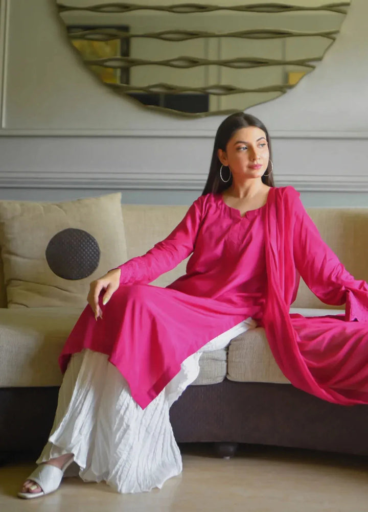 Zauk Pret Embroidered Raw Silk 3 Piece Suit Flora