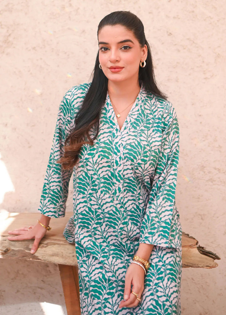 Zauk Pret Printed Crepe 2 Piece Suit Grass Hopper