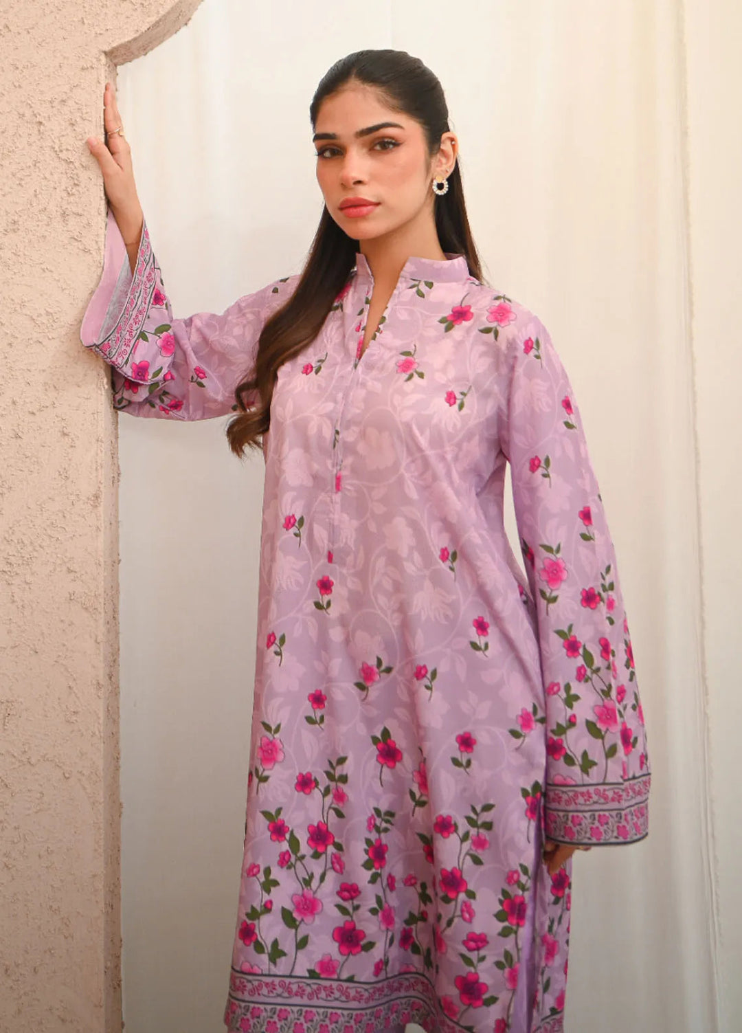 Zauk Pret Printed Crepe 2 Piece Suit Rose Quartz