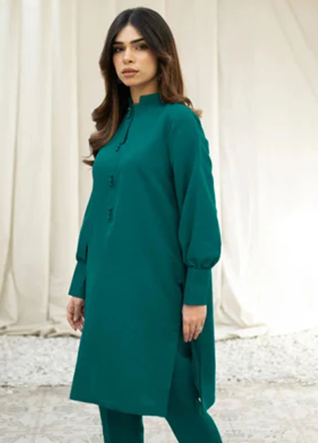 Zauk Pret Solids Raw Silk 2 Piece Cactus