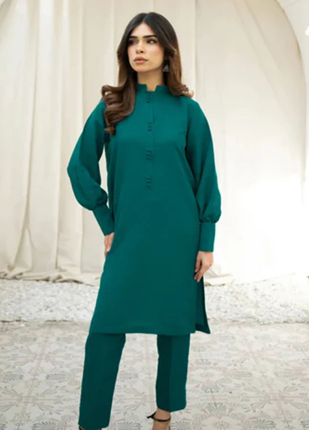 Zauk Pret Solids Raw Silk 2 Piece Cactus