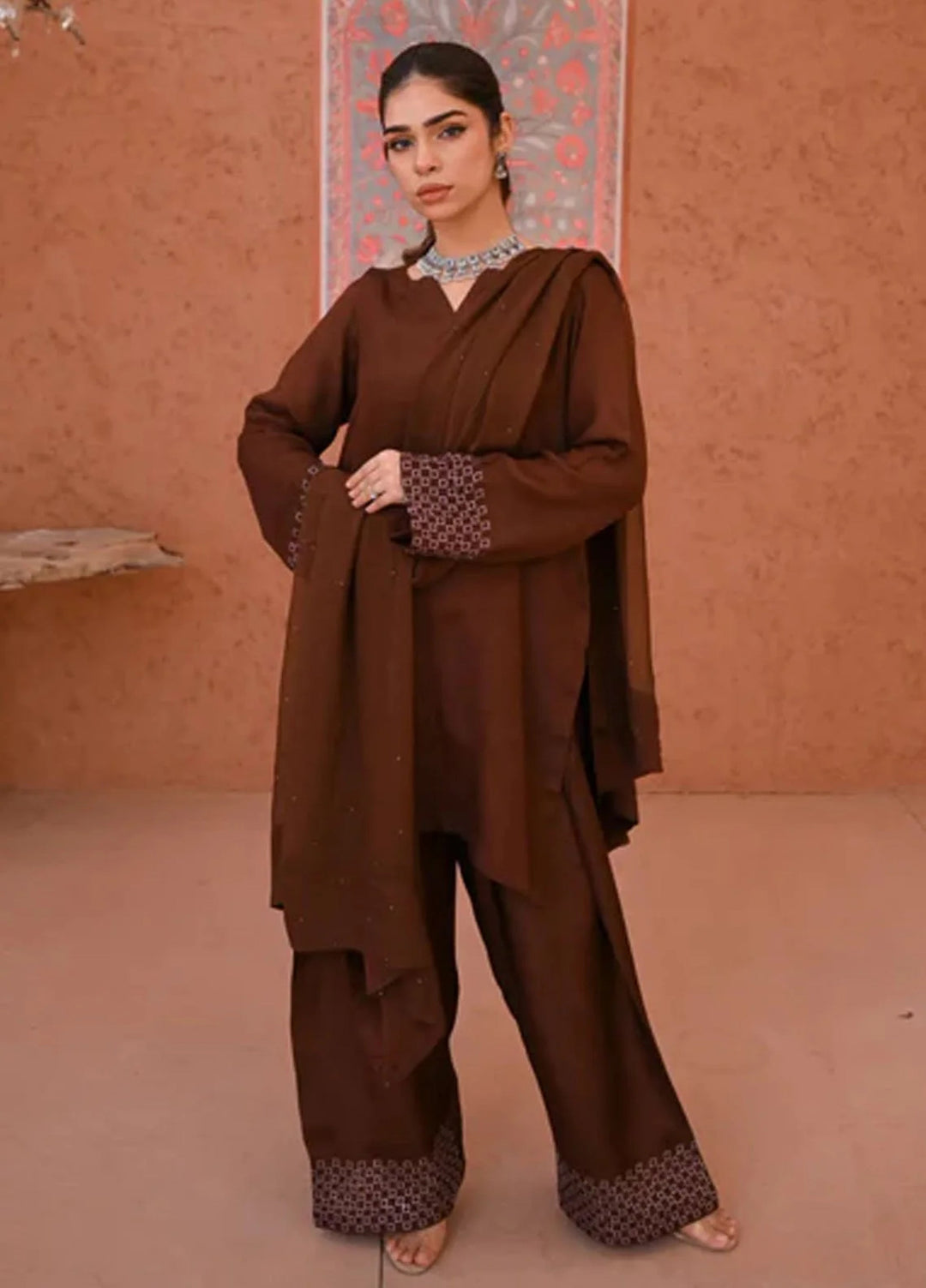 Zauk Women RTW Solids Rawsilk 3 Piece Suit ZK26RC ROSEWOOD E-D-3 - Casual Collection