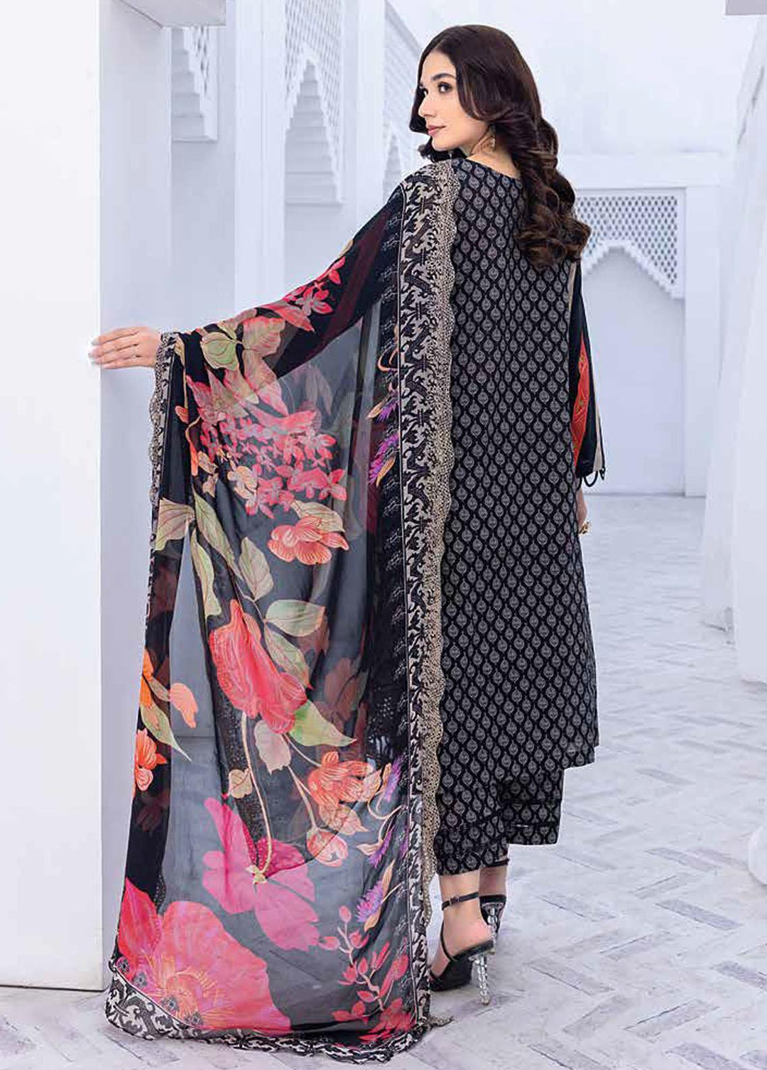 Zauq By Charizma Embroidered Lawn Suits Unstitched 3 Piece CRZ23BW BWS-01 - Black & White Collection
