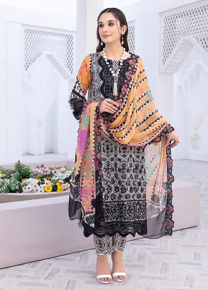 Zauq By Charizma Embroidered Lawn Suits Unstitched 3 Piece CRZ23BW BWS-02 - Black & White Collection