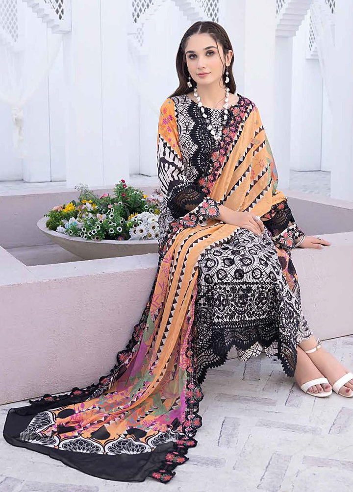 Zauq By Charizma Embroidered Lawn Suits Unstitched 3 Piece CRZ23BW BWS-02 - Black & White Collection